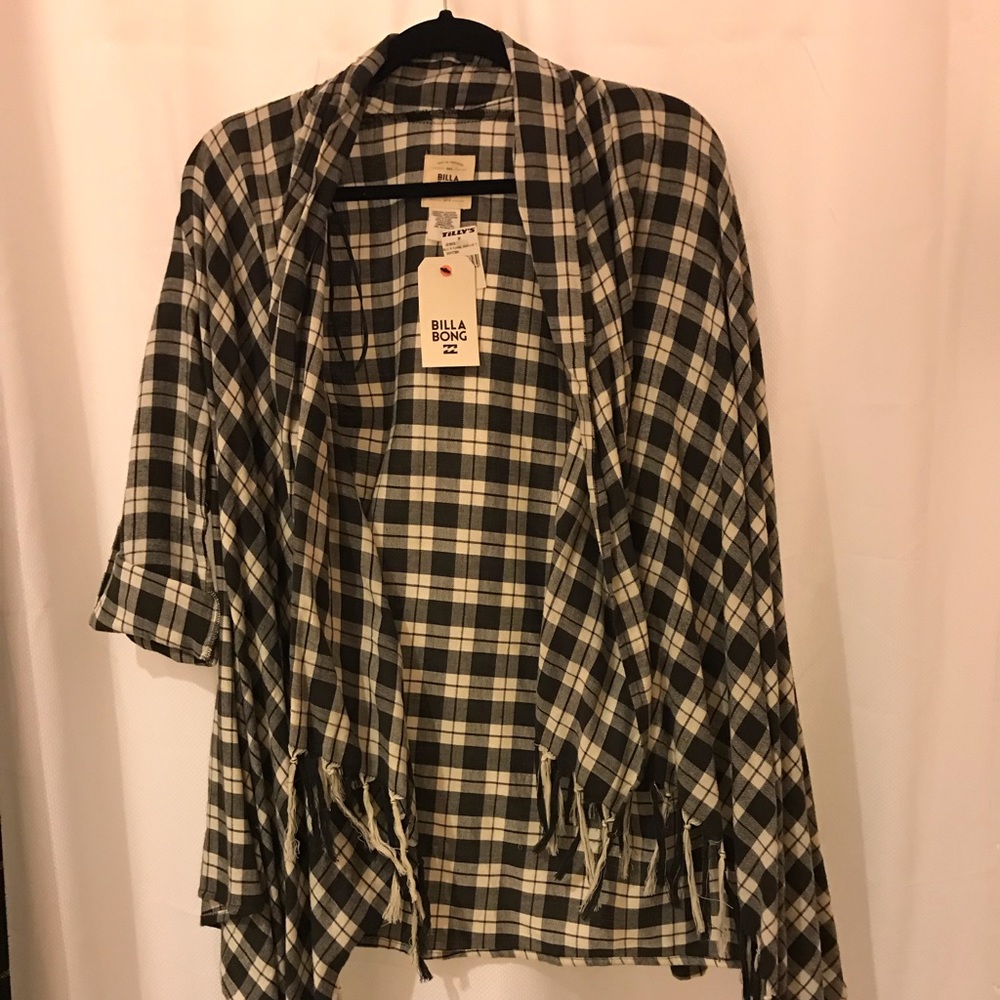 Billabong plaid cover up